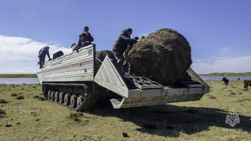 Сотрудники МЧС России помогают жителям затопленных населенных пунктов Усть-Ишимского района