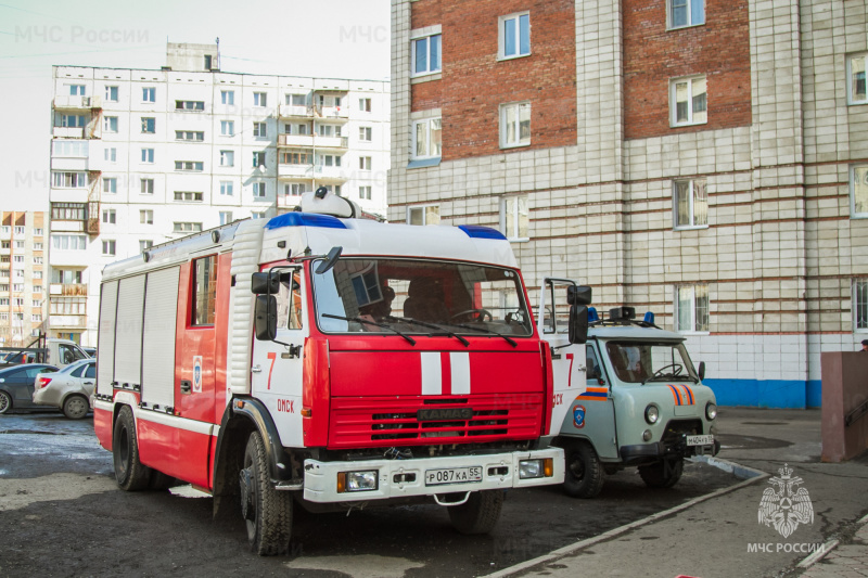 Пожар в Ленинском округе города Омска